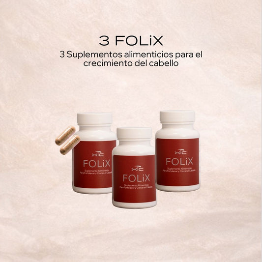 XiC FOLiX paquete 3 unidades — suplemento para cabello con apariencia más fuerte y abundante